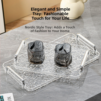 Ακρυλικός τετράγωνος δίσκος με διπλή λαβή, μοντέρνο μινιμαλιστικό στυλ, προσαρμόσιμος, κατάλληλος για σπίτι και ξενοδοχείο, όχι κατάλληλος για φούρνο μικροκυμάτων