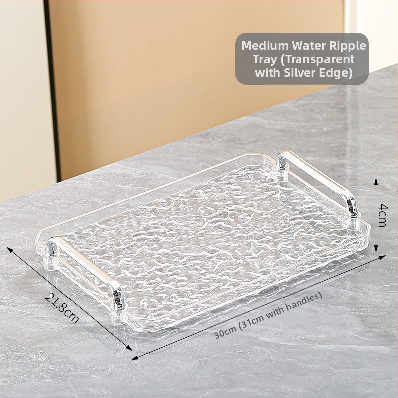 Ακρυλικός τετράγωνος δίσκος με διπλή λαβή, μοντέρνο μινιμαλιστικό στυλ, προσαρμόσιμος, κατάλληλος για σπίτι και ξενοδοχείο, όχι κατάλληλος για φούρνο μικροκυμάτων