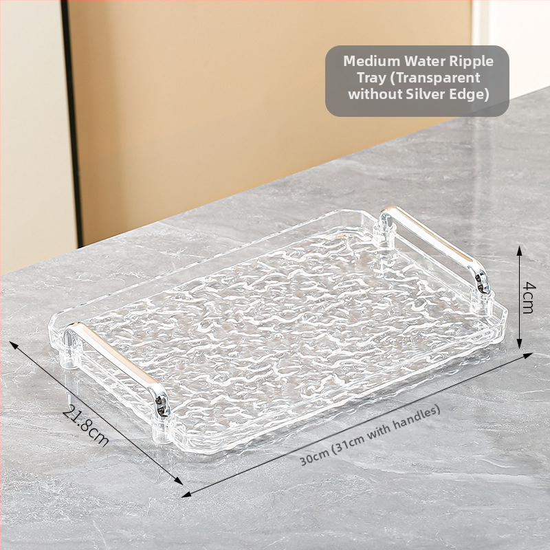 Ακρυλικός τετράγωνος δίσκος με διπλή λαβή, μοντέρνο μινιμαλιστικό στυλ, προσαρμόσιμος, κατάλληλος για σπίτι και ξενοδοχείο, όχι κατάλληλος για φούρνο μικροκυμάτων