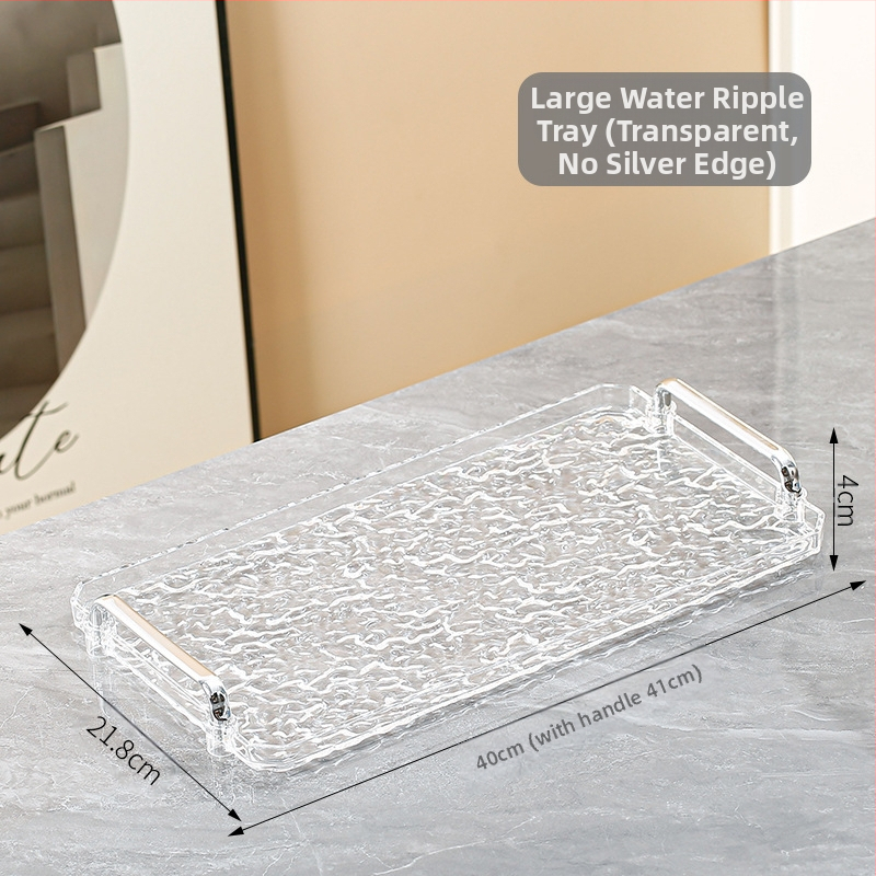 Ακρυλικός τετράγωνος δίσκος με διπλή λαβή, μοντέρνο μινιμαλιστικό στυλ, προσαρμόσιμος, κατάλληλος για σπίτι και ξενοδοχείο, όχι κατάλληλος για φούρνο μικροκυμάτων