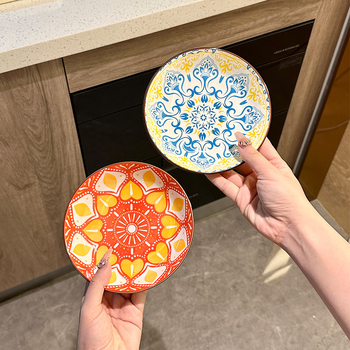 Porcelininis padažų dubenėlis su spauda, apvalios formos