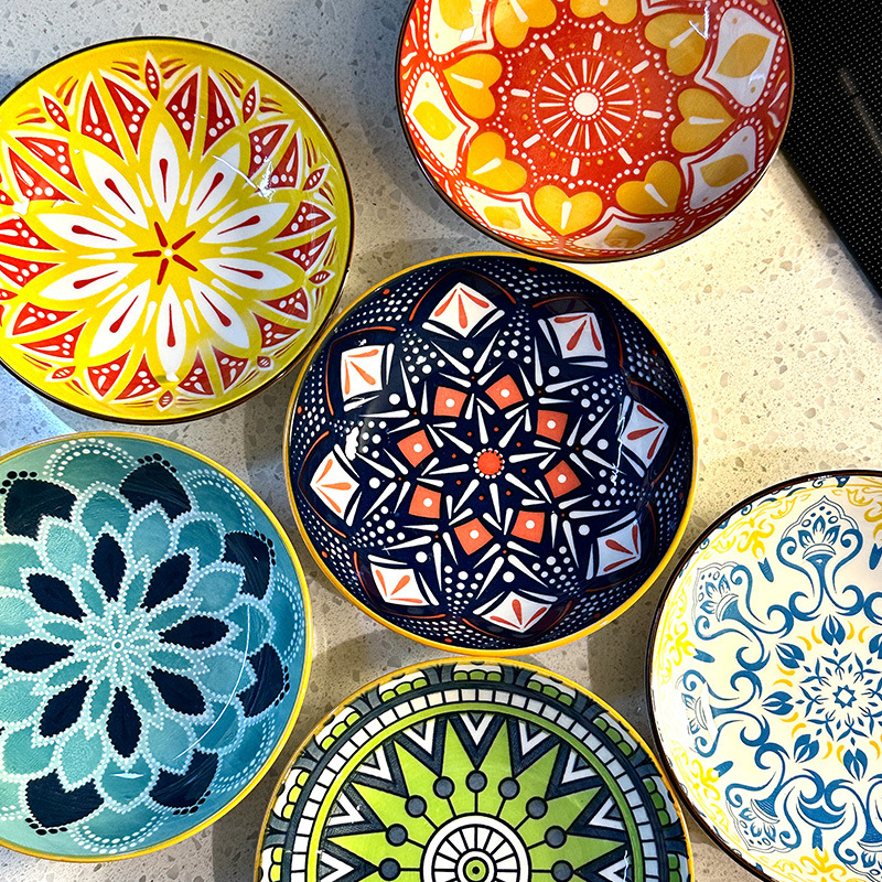 Porcelininis padažų dubenėlis su spauda, apvalios formos