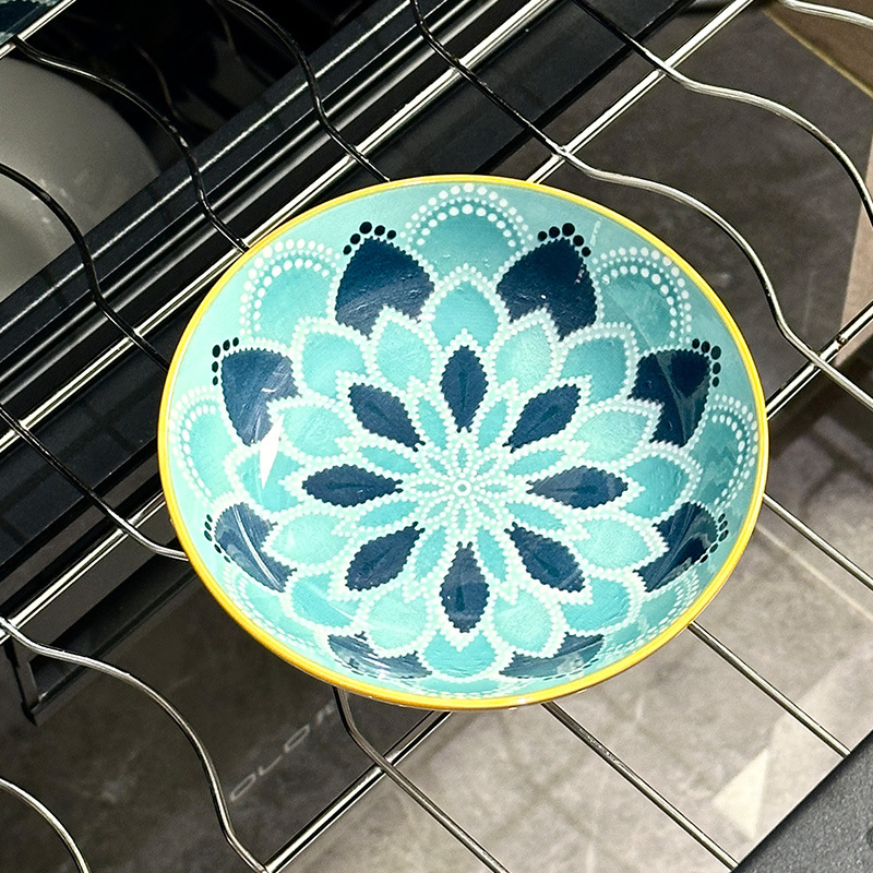 Porcelininis padažų dubenėlis su spauda, apvalios formos