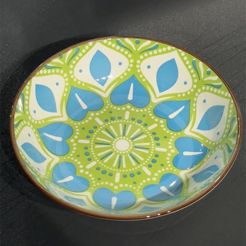 Porcelininis padažų dubenėlis su spauda, apvalios formos