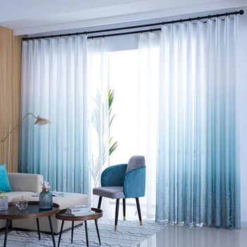 Прозрачна тюлева завеса с градиент, двойнослойна засенчваща мрежа за прозорци – за дневна, спалня и балкон; Перфорирана завеса; Материал: Друг; Занаят: Друг; Без персонализация