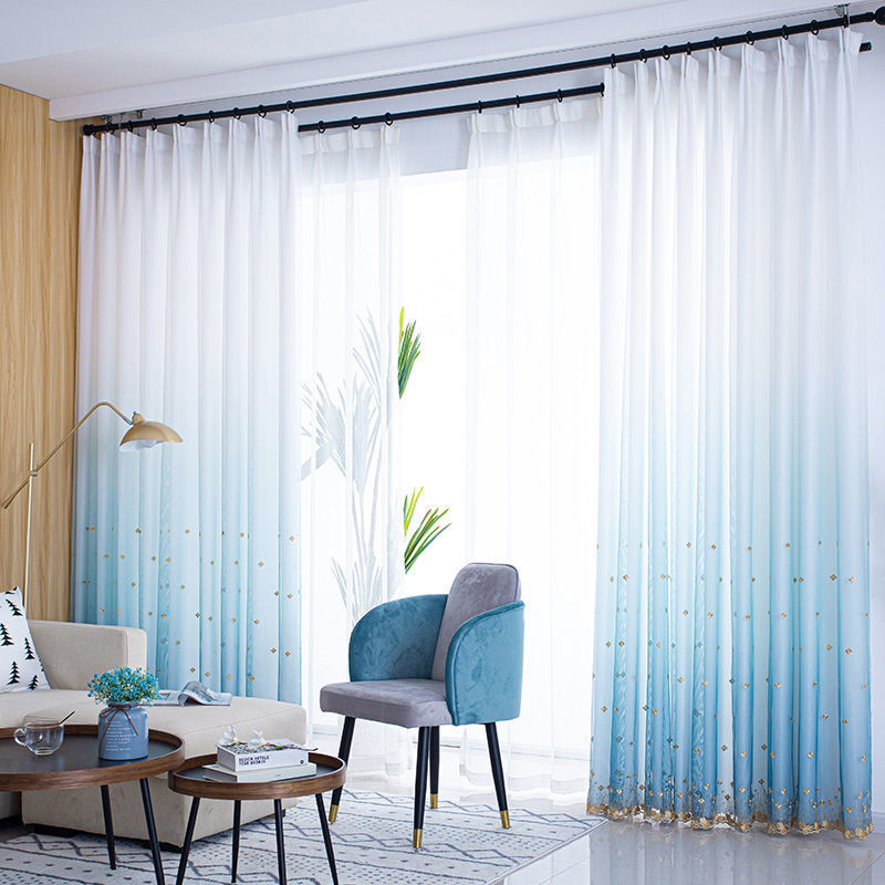 Géz függöny gradienttel, dupla rétegű blackout ablakvédő függöny nappaliba/hálószobába/erkélyre – perforált függöny, modern minimalist stílus; Anyag: Egyéb; Készítés: Egyéb; Nem testre szabható