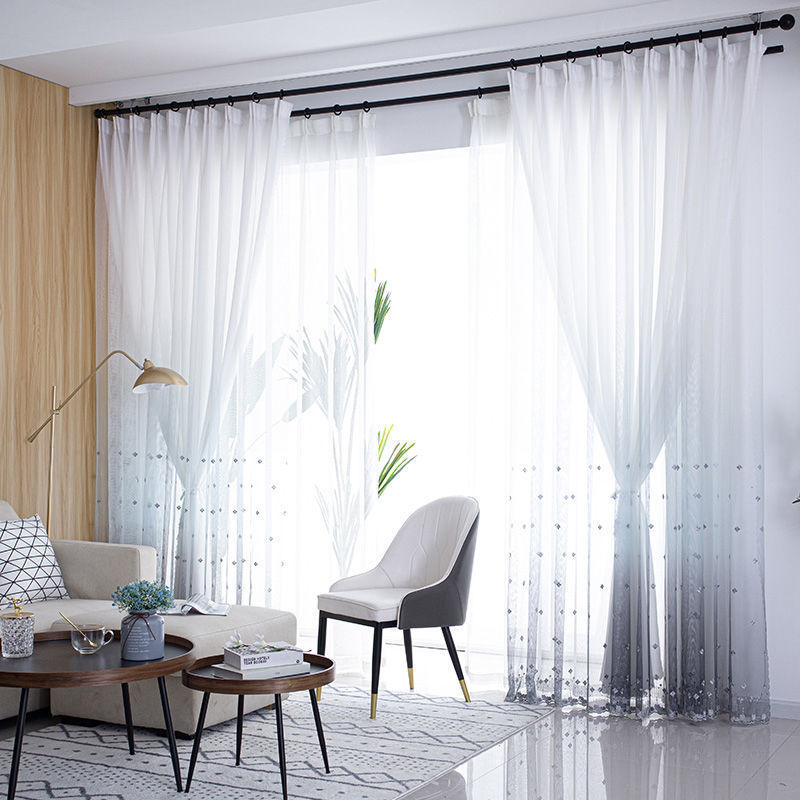 Géz függöny gradienttel, dupla rétegű blackout ablakvédő függöny nappaliba/hálószobába/erkélyre – perforált függöny, modern minimalist stílus; Anyag: Egyéb; Készítés: Egyéb; Nem testre szabható