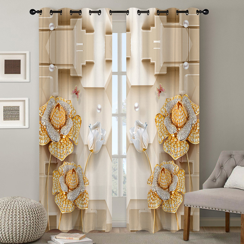 3D digitális nyomtatott függöny – poliészter 80/20 keverék, nyomtatási folyamat, félig árnyékoló 40–70%, minta: nyomtatás