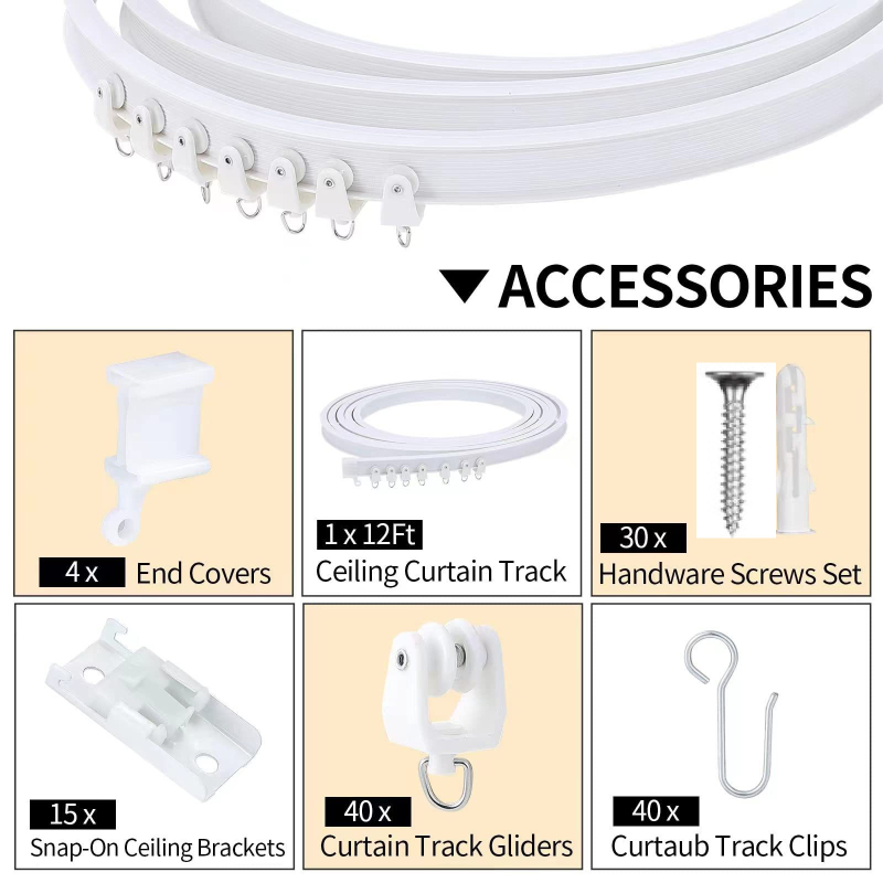 Bixiao Κουρτινό Σύστημα Ράγας – U-σχήματος καμπύλη ράγα κουρτινών; εξωτερικά πλαστικό, εσωτερικά ατσάλι; μοντέρνο μινιμαλιστικό στυλ; μη προσαρμόζεται; χωρίς αδειοδοτημένες ιδιωτικές μάρκες