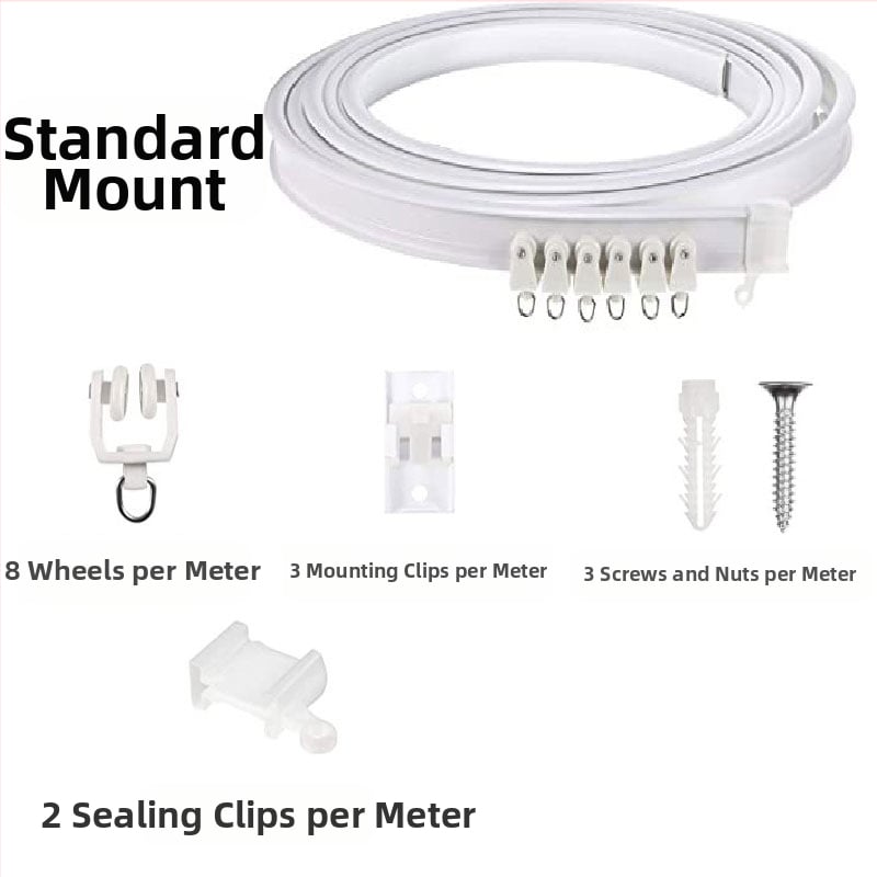 Bixiao Κουρτινό Σύστημα Ράγας – U-σχήματος καμπύλη ράγα κουρτινών; εξωτερικά πλαστικό, εσωτερικά ατσάλι; μοντέρνο μινιμαλιστικό στυλ; μη προσαρμόζεται; χωρίς αδειοδοτημένες ιδιωτικές μάρκες