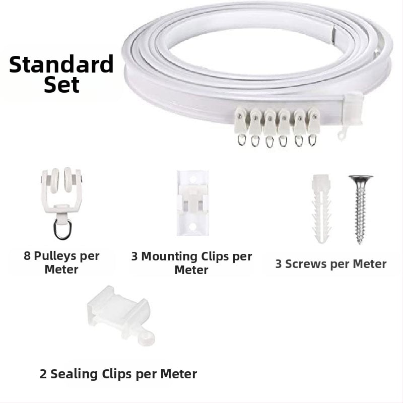 Bixiao Κουρτινό Σύστημα Ράγας – U-σχήματος καμπύλη ράγα κουρτινών; εξωτερικά πλαστικό, εσωτερικά ατσάλι; μοντέρνο μινιμαλιστικό στυλ; μη προσαρμόζεται; χωρίς αδειοδοτημένες ιδιωτικές μάρκες