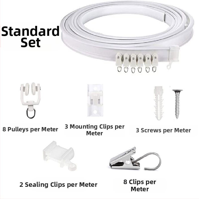 Bixiao Κουρτινό Σύστημα Ράγας – U-σχήματος καμπύλη ράγα κουρτινών; εξωτερικά πλαστικό, εσωτερικά ατσάλι; μοντέρνο μινιμαλιστικό στυλ; μη προσαρμόζεται; χωρίς αδειοδοτημένες ιδιωτικές μάρκες