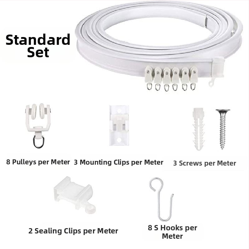 Bixiao Κουρτινό Σύστημα Ράγας – U-σχήματος καμπύλη ράγα κουρτινών; εξωτερικά πλαστικό, εσωτερικά ατσάλι; μοντέρνο μινιμαλιστικό στυλ; μη προσαρμόζεται; χωρίς αδειοδοτημένες ιδιωτικές μάρκες