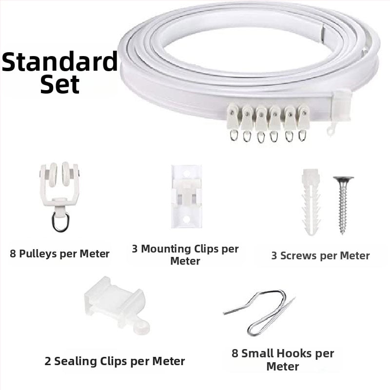 Bixiao Κουρτινό Σύστημα Ράγας – U-σχήματος καμπύλη ράγα κουρτινών; εξωτερικά πλαστικό, εσωτερικά ατσάλι; μοντέρνο μινιμαλιστικό στυλ; μη προσαρμόζεται; χωρίς αδειοδοτημένες ιδιωτικές μάρκες