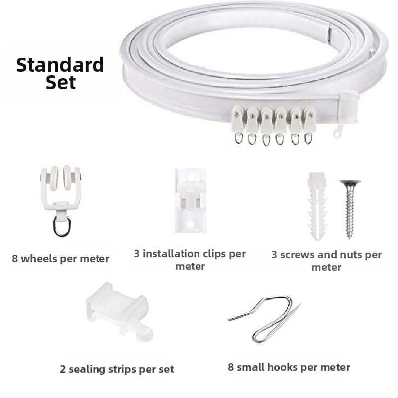 Bixiao Κουρτινό Σύστημα Ράγας – U-σχήματος καμπύλη ράγα κουρτινών; εξωτερικά πλαστικό, εσωτερικά ατσάλι; μοντέρνο μινιμαλιστικό στυλ; μη προσαρμόζεται; χωρίς αδειοδοτημένες ιδιωτικές μάρκες