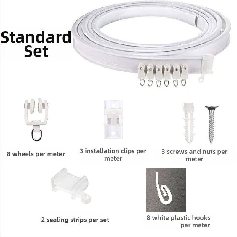 Bixiao Κουρτινό Σύστημα Ράγας – U-σχήματος καμπύλη ράγα κουρτινών; εξωτερικά πλαστικό, εσωτερικά ατσάλι; μοντέρνο μινιμαλιστικό στυλ; μη προσαρμόζεται; χωρίς αδειοδοτημένες ιδιωτικές μάρκες