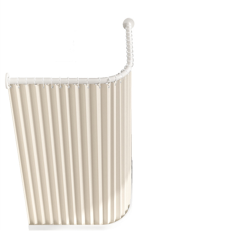 Κυρτή αναδιπλούμενη κουρτίνα ντους για μπάνιο, αδιάβροχη, διαχωρισμός στεγνό-υγρό, υλικό πολυεστέρας, μοντέρνο μινιμαλιστικό στυλ, μάρκα Makuo, μοντέλο Xh-hx01, επιλογές προσαρμογής: εκτύπωση, σχέδιο, επεξεργασία