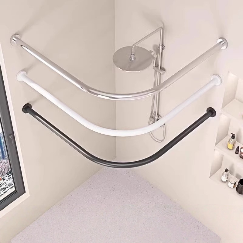 Κυρτή αναδιπλούμενη κουρτίνα ντους για μπάνιο, αδιάβροχη, διαχωρισμός στεγνό-υγρό, υλικό πολυεστέρας, μοντέρνο μινιμαλιστικό στυλ, μάρκα Makuo, μοντέλο Xh-hx01, επιλογές προσαρμογής: εκτύπωση, σχέδιο, επεξεργασία