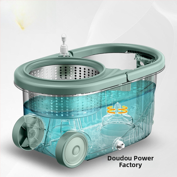 Σετ κάδου σφουγγαρίστρας με περιστροφικό μηχανισμό χωρίς χρήση χεριών, μικροϊνές σφουγγαρίστρας, ράβδος από ανοξείδωτο χάλυβα