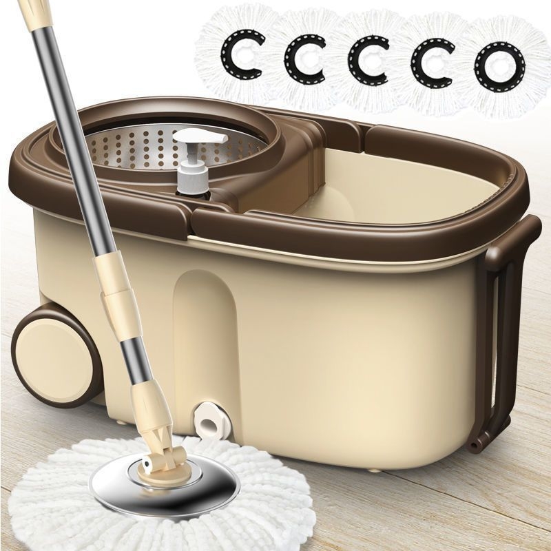 Forgó mop készlet kéz nélküli kicsavarással, mikroszálas mop, rozsdamentes acél rúd