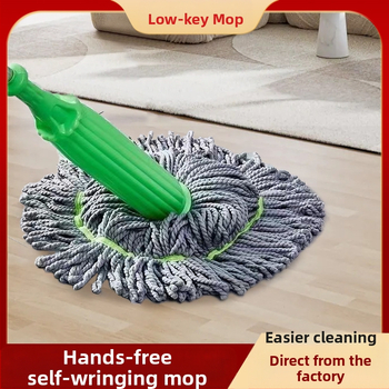 Моп с въртяща се глава, микрофибърна глава, самостоятелно изцеждане без участие, 1,3 м телескопична дръжка от неръждаема стомана, капацитет над 10 кг