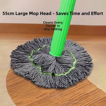Моп с въртяща се глава, микрофибърна глава, самостоятелно изцеждане без участие, 1,3 м телескопична дръжка от неръждаема стомана, капацитет над 10 кг