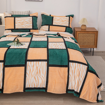 Κουβέρτα φλανέλ με γεωμετρικό μοτίβο, ίνες πολυεστέρα, βάρος 800–1000 g, για όλες τις εποχές, μοντέρνο μινιμαλιστικό στυλ