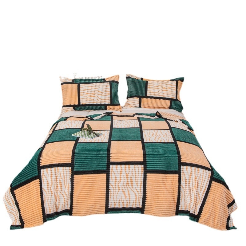 Κουβέρτα φλανέλ με γεωμετρικό μοτίβο, ίνες πολυεστέρα, βάρος 800–1000 g, για όλες τις εποχές, μοντέρνο μινιμαλιστικό στυλ