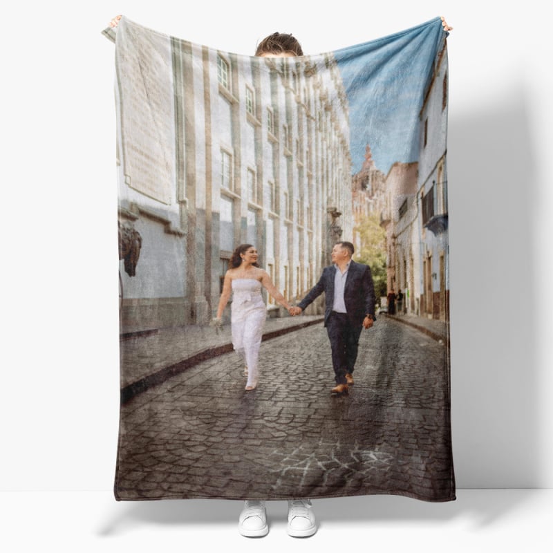 Flanel pléd geometriai mintával, testreszabható (Poliészter • súly 300–500 g • Tavasz és ősz)