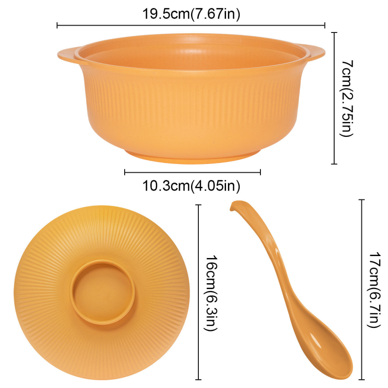 Μπόλ για στιγμιαίες νούντλες, από ίνες σίτου, κατάλληλο για φούρνο μικροκυμάτων, στρογγυλό, μοντέρνος μινιμαλιστικός σχεδιασμός