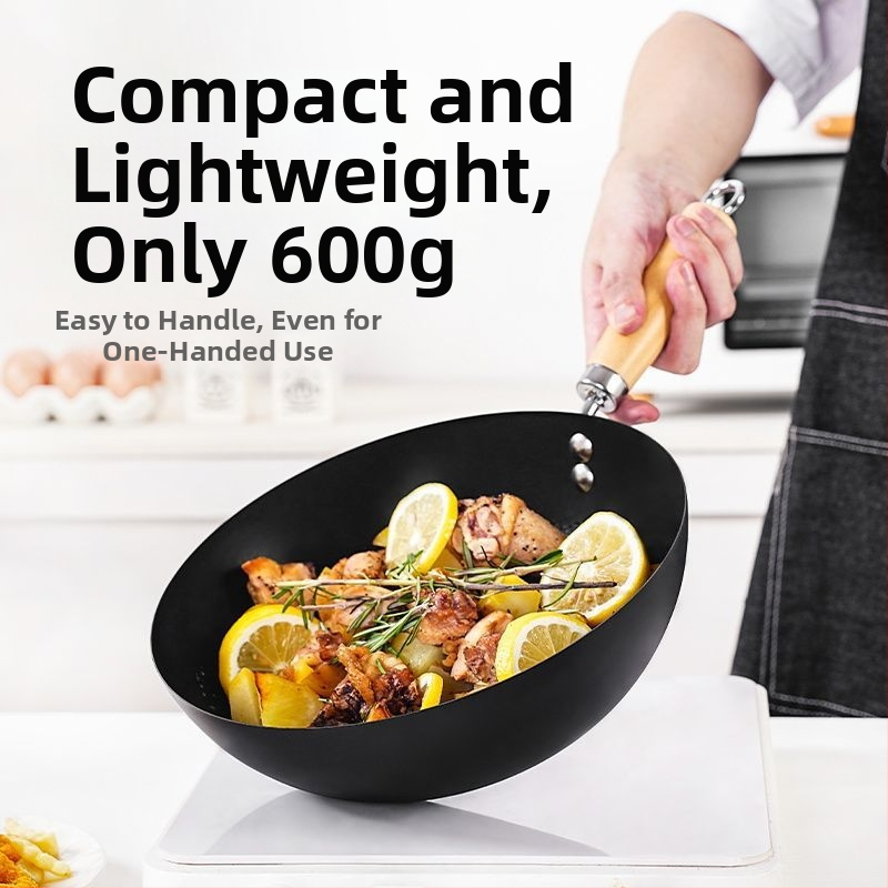 Мини уок от ковано желязо, с едно дъно, дълбочина 8 см, стъклен капак