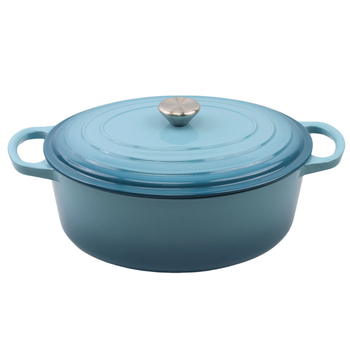 Οβάλ κατσαρόλα από χυτοσίδηρο με εμαγιέ, παχυμένη κατασκευή, 3,1–4 L, 5,3 kg, βάθος 11,5 cm