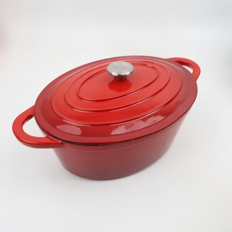 Овална чугунена тенджера с емайл, удебелена конструкция, 3,1–4 л, 5,3 кг, дълбочина 11,5 см