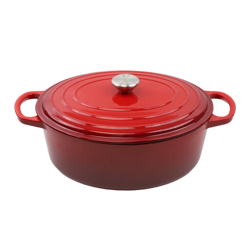 Овална чугунена тенджера с емайл, удебелена конструкция, 3,1–4 л, 5,3 кг, дълбочина 11,5 см