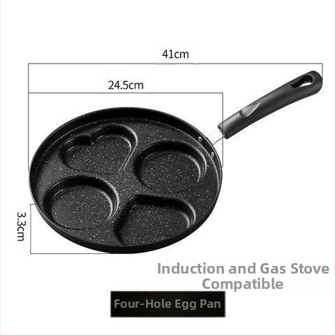 Τηγάνι με αντικολλητικό επίστρωμα, καρδιά για αυγά, μίνι τηγάνι τεσσάρων οπών, επίπεδος πυθμένα (Μοντέλο 01; Υλικό: ιατρικός λίθος; Βάθος: 3,5 cm)