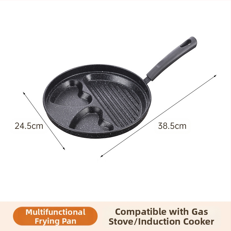 Τηγάνι με αντικολλητικό επίστρωμα, καρδιά για αυγά, μίνι τηγάνι τεσσάρων οπών, επίπεδος πυθμένα (Μοντέλο 01; Υλικό: ιατρικός λίθος; Βάθος: 3,5 cm)