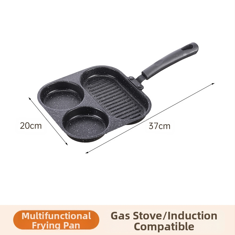 Τηγάνι με αντικολλητικό επίστρωμα, καρδιά για αυγά, μίνι τηγάνι τεσσάρων οπών, επίπεδος πυθμένα (Μοντέλο 01; Υλικό: ιατρικός λίθος; Βάθος: 3,5 cm)