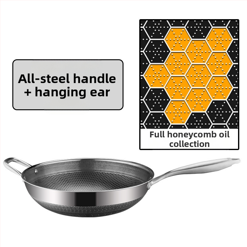 Γουόκ από ανοξείδωτο χάλυβα με αντικολλητική επίστρωση, βαθύς πυθμένα, 1 kg, συμβατό με όλες τις εστίες, μοντέρνος μινιμαλιστικός σχεδιασμός