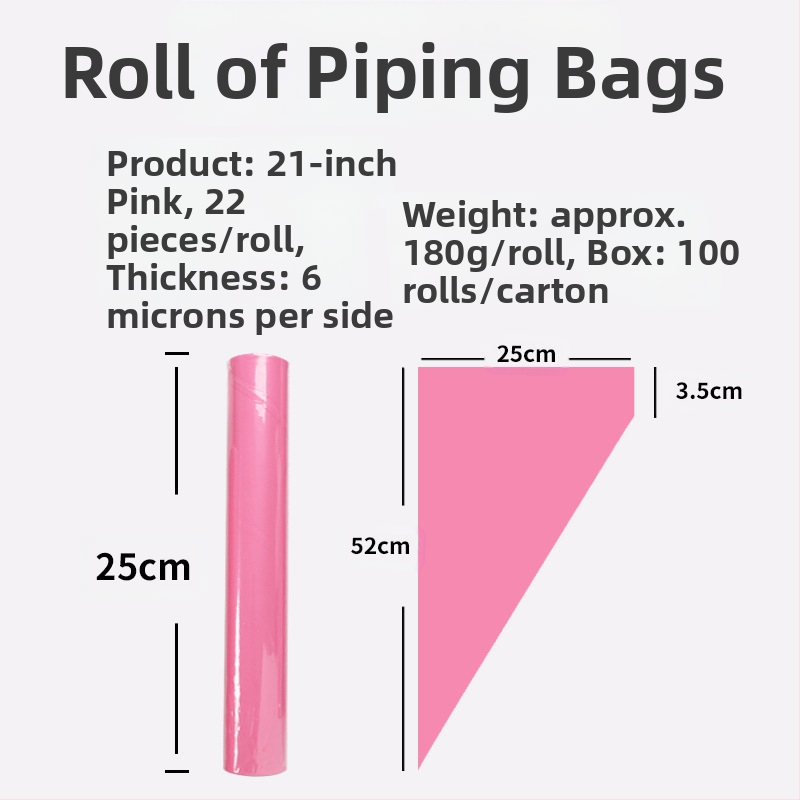 Yulong LDPE vienkartinė dekoravimo maišelis – kremui dekoruoti, pakuotė 22 vnt./ritė arba 50 vnt./ritė