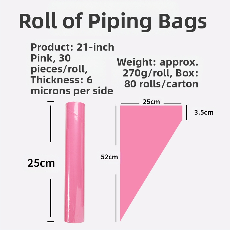 Yulong LDPE vienkartinė dekoravimo maišelis – kremui dekoruoti, pakuotė 22 vnt./ritė arba 50 vnt./ritė