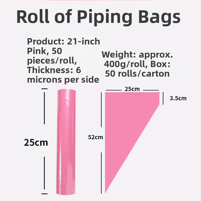 Yulong LDPE vienkartinė dekoravimo maišelis – kremui dekoruoti, pakuotė 22 vnt./ritė arba 50 vnt./ritė