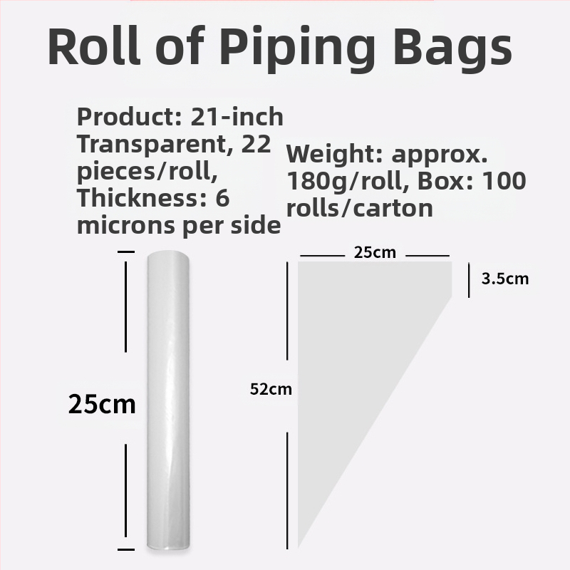 Yulong LDPE vienkartinė dekoravimo maišelis – kremui dekoruoti, pakuotė 22 vnt./ritė arba 50 vnt./ritė