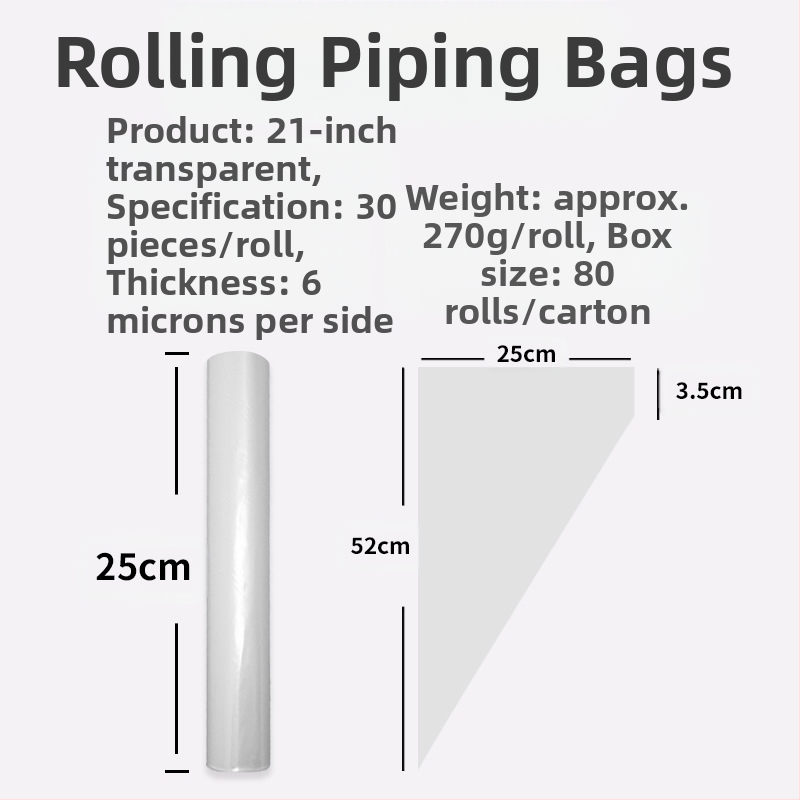 Yulong LDPE vienkartinė dekoravimo maišelis – kremui dekoruoti, pakuotė 22 vnt./ritė arba 50 vnt./ritė