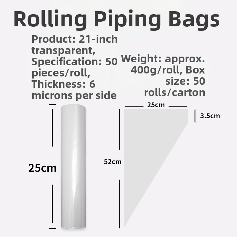 Yulong LDPE vienkartinė dekoravimo maišelis – kremui dekoruoti, pakuotė 22 vnt./ritė arba 50 vnt./ritė
