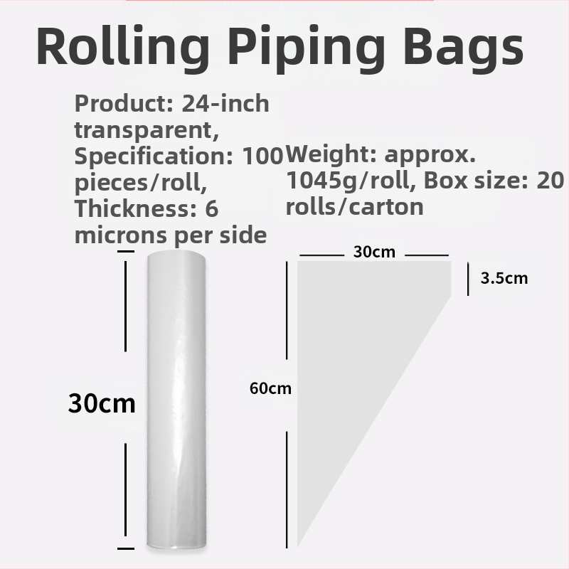 Yulong LDPE vienkartinė dekoravimo maišelis – kremui dekoruoti, pakuotė 22 vnt./ritė arba 50 vnt./ritė