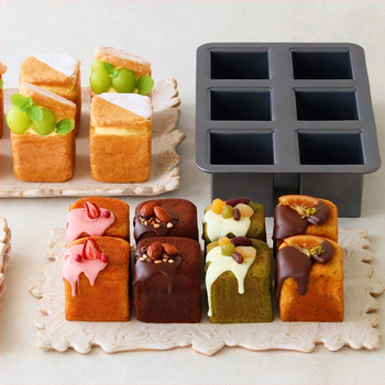 Μορφή τοστ με καπάκι, τετράγωνη, 6 θήκες, από ανθρακούχο χάλυβα, αντικολλητικό, μάρκα Japanese cotta