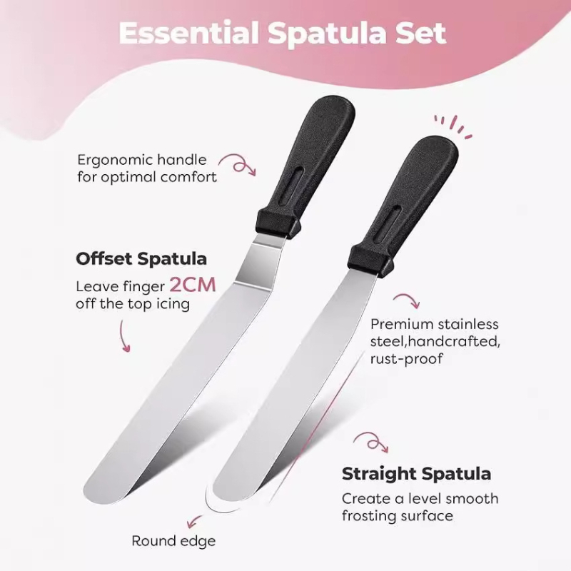 71 dalių torto dekoravimo rinkinys su pasukama platforma, dekoravimo antgaliai, dekoravimo maišelis ir kremas šepetėlis