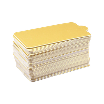 Τριγωνική βάση μούς για κέικ, χαρτόνι τροφίμου λευκό, 350 g/m², χρυσό επίχρισμα, χαρτί ψησίματος, μοντέρνο μινιμαλιστικό στυλ.