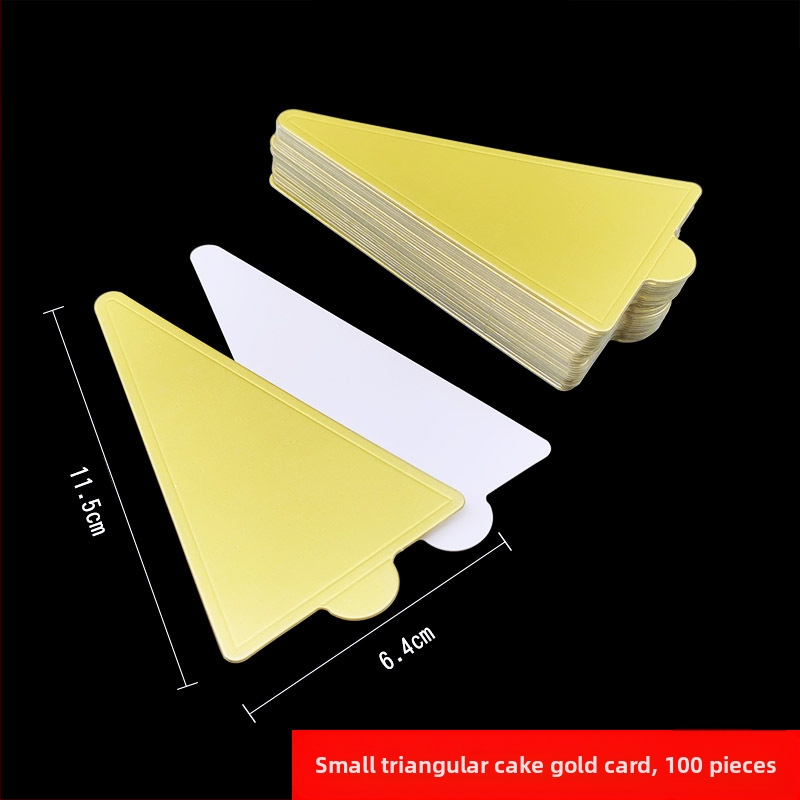 Τριγωνική βάση μούς για κέικ, χαρτόνι τροφίμου λευκό, 350 g/m², χρυσό επίχρισμα, χαρτί ψησίματος, μοντέρνο μινιμαλιστικό στυλ.