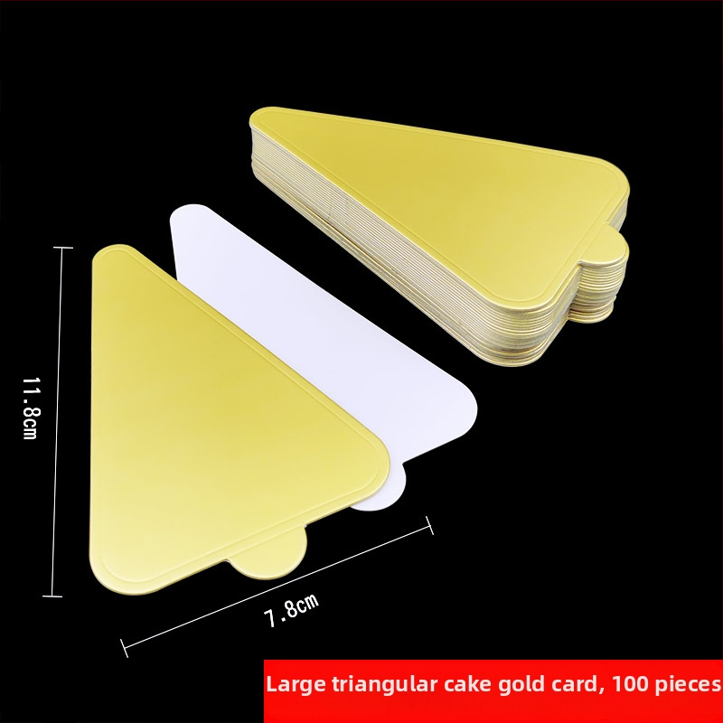 Τριγωνική βάση μούς για κέικ, χαρτόνι τροφίμου λευκό, 350 g/m², χρυσό επίχρισμα, χαρτί ψησίματος, μοντέρνο μινιμαλιστικό στυλ.